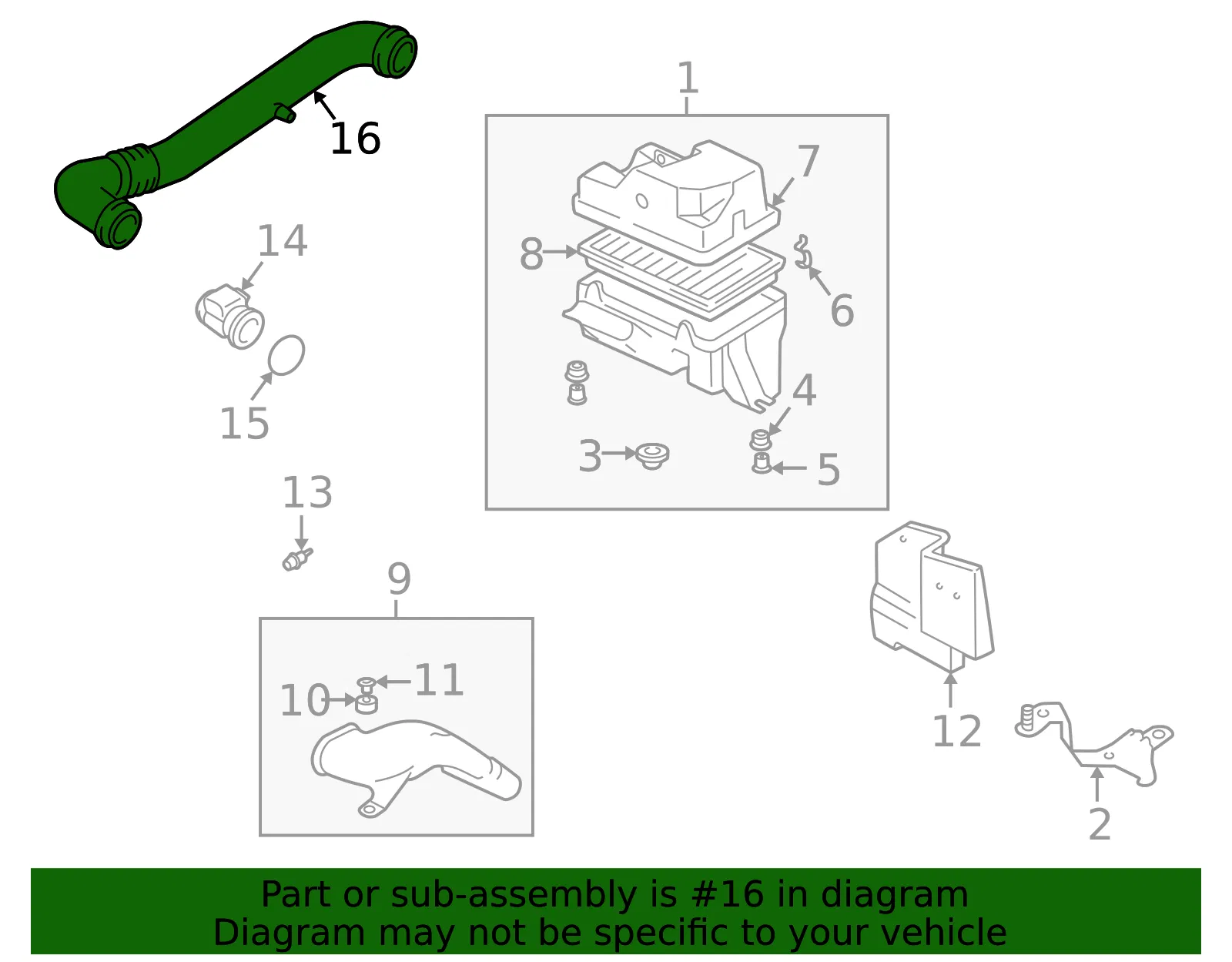 Engine Air Intake Hose - Mazda (bp4w13331b) - view 2