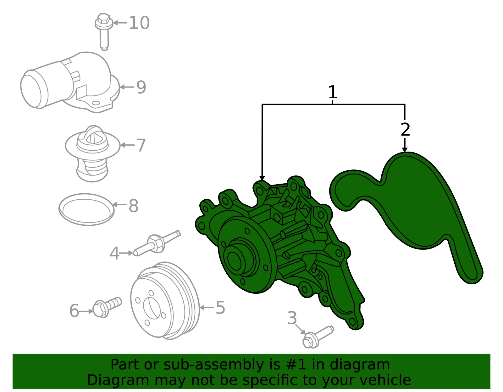 Engine Water Pump - Ford (pc3z8501a) - view 2