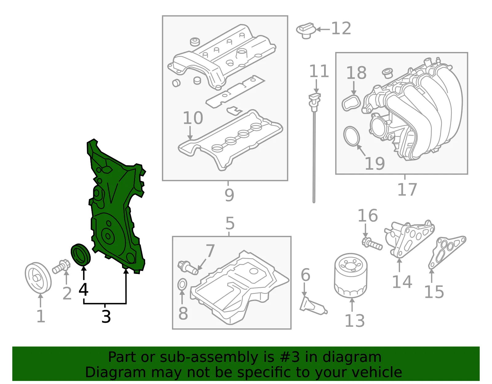 Engine Timing Cover - Mazda (pees10500) - view 2