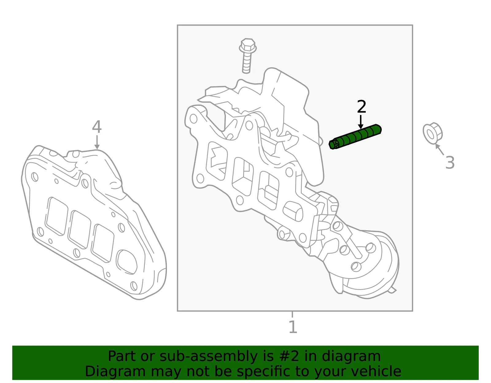 Exhaust Manifold Stud - Mazda (py8v13147b) - view 2