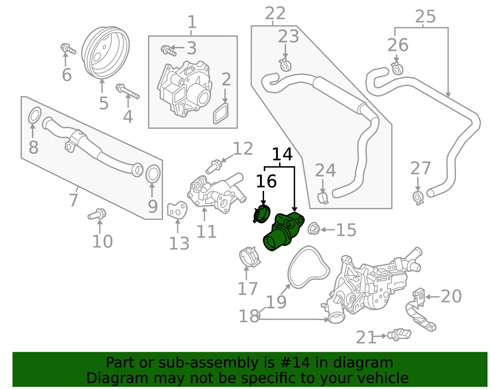 Engine Coolant Pipe - Mazda (pyfb1519xa) - view 2